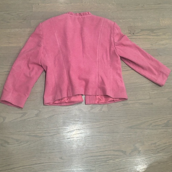 Giorgio Armani Vintage Light Pink Zip Up jacket ruffle pocket detail women’s 50 - Picture 2 of 10